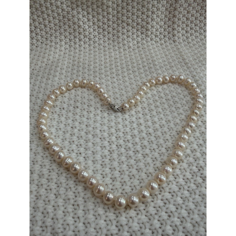Cream Pearl Necklace 925 Sterling Silver Clasp Baroque Pearls 8-9mm
